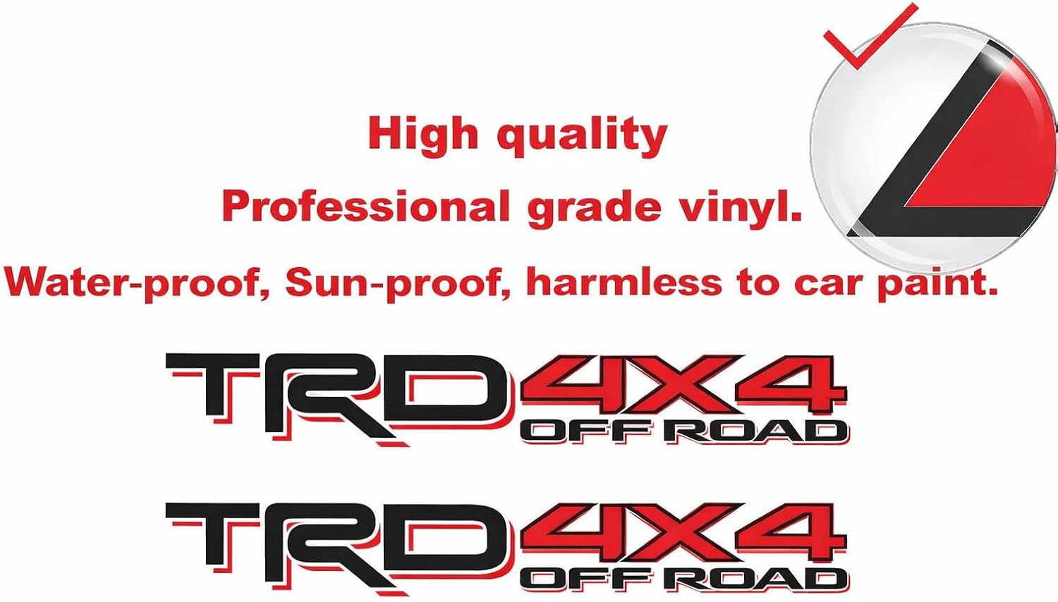 4x4 Off Road Bedside Decals for Tacoma & Tundra Truck Side Vinyl Replacement Stickers, Clear Background Graphic, 2 Pack with Squeegee, Black Red, 3.1" x 22.2" Includes Squeegee