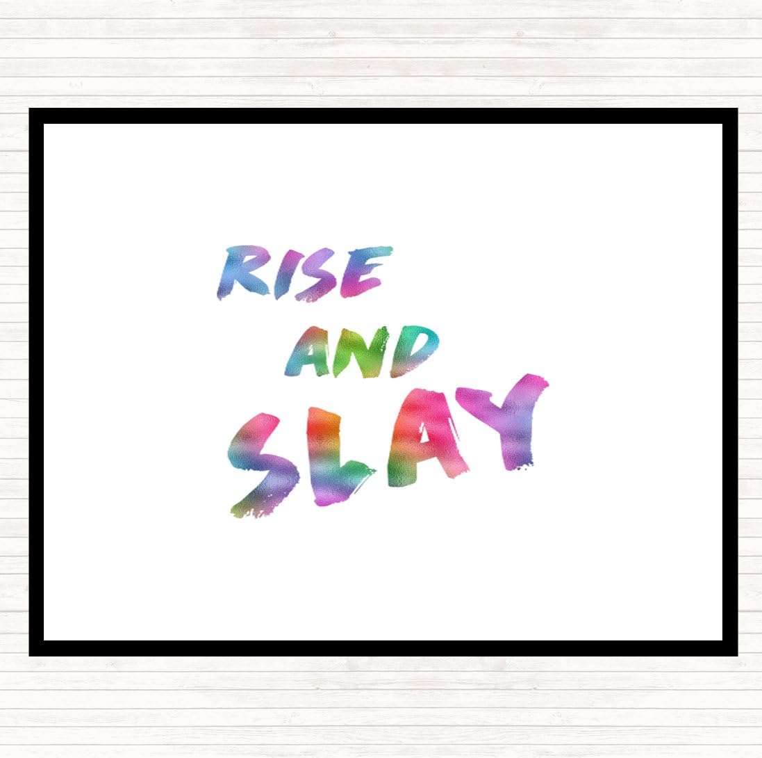 Fingerprint Designs Rise And Slay Bold Rainbow Quote Mouse Mat Pad