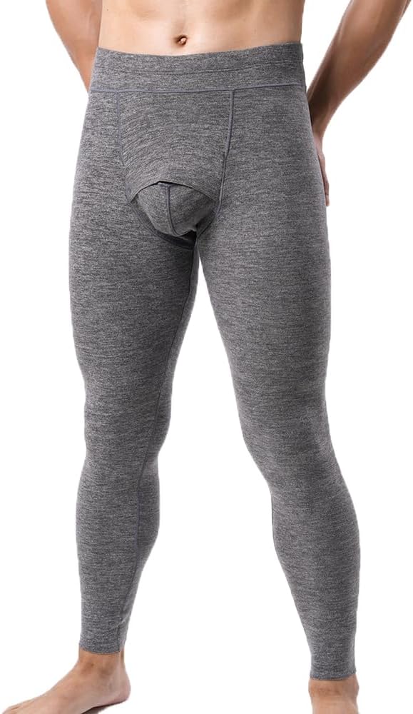Men Thermal Underwear Bottoms Long Johns Fleece Lined Thickened Warm Leggings Base Layer