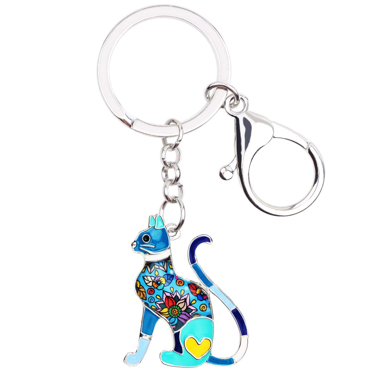 Weveni Women's Blue2 Alloy Elegant Cat Keychain Accessories Kitten Jewelry Car Wallet Charms For Girls (Blue2)