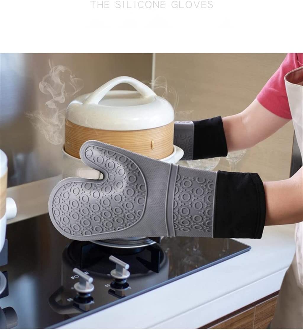 MRKU Guanti da Forno, Resistenti al Calore, Guanti da Cucina Lunghi in Cotone Resistenti al Calore per Uso Domestico e microonde