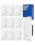 Smart Dimmer Light Switch DPR30, 2.4GHz Wi-Fi Dimmer Switch Compatible with Alexa/Google Assistant, Single Pole/3 Way, Needs Neutral Wire, No Hub Required, UL and FCC Listed, White, 10 Pack