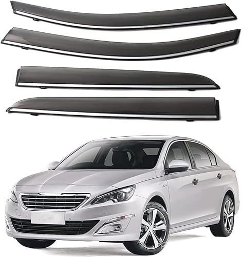 PANXUC Car Wind Deflectors for PEUGEOT 408 2014-2018, Side Window Wind Rain Deflector Window Visor Sun Rain Guard Smoke Guards