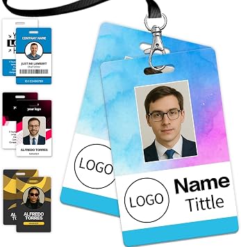 Custom ID Card Personalized Print Name Badge with Logo Photo Customized Work Office Card Identification for Event Nurse School Double Sided Vertical