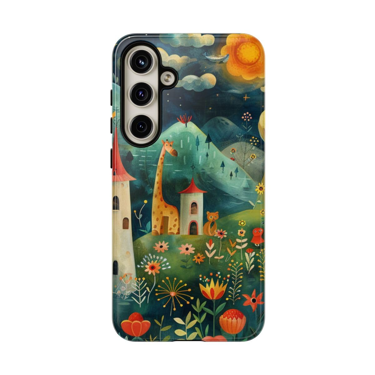 Coque antichoc Samsung S24 Plus paysage fantastique rigide verte
