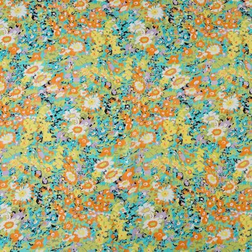 Maxfeel 100% Pure Mulberry Silk Charmuse Floral Fabric 45 Wide for Bedding Dress by The Yard or by Half Yard (Sold by The Yard, #11)