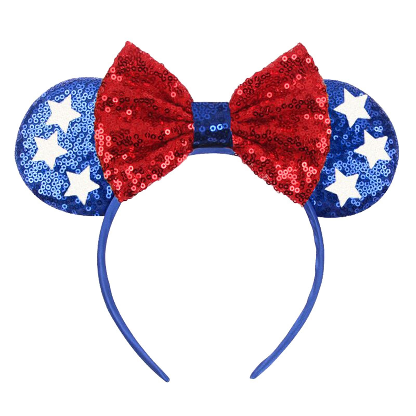 Kiddale Independence Day Headband,4th of July Sequin Mouse Ear for Women,Patriotic Hair Accessories Costume Cosplay Headwear for Independence Day