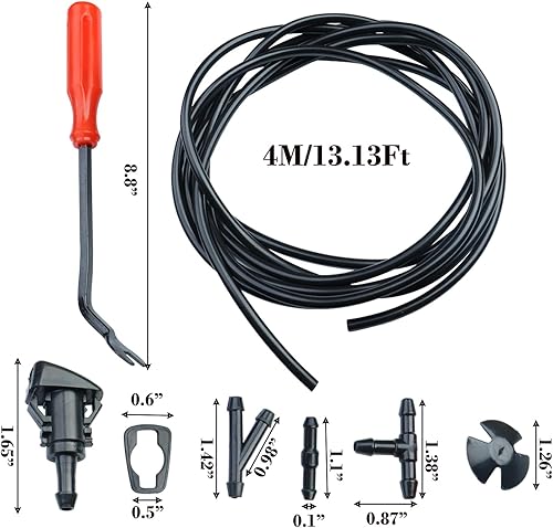 Miniatura 2 de Kit de manguera de boquillas para lavaparabrisas, manguera de líquido para parabrisas con boquillas de lavadora, conectores de manguera, herramienta