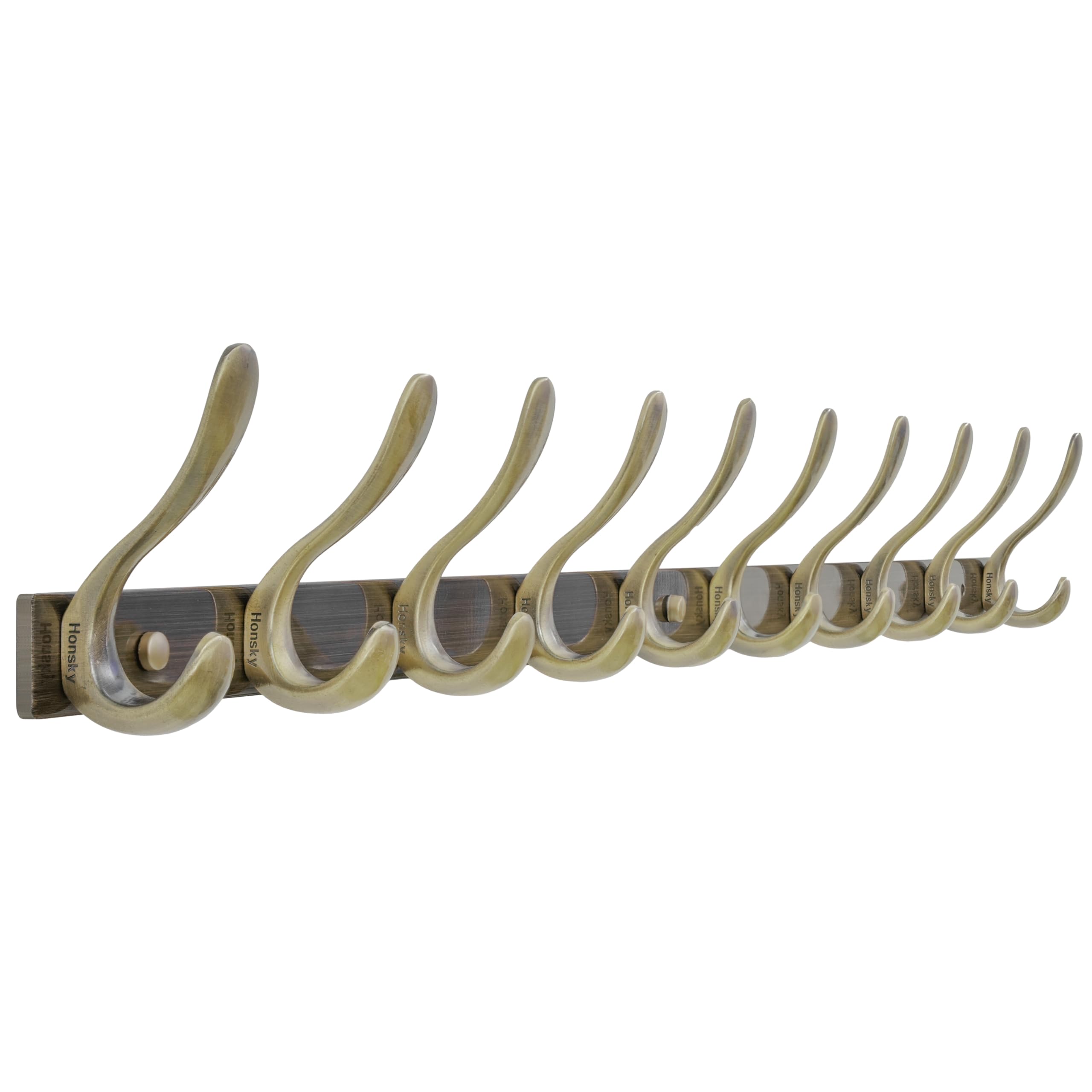 HONSKY Wall Mounted Coat Rack 94cm, Heavy Duty Metal 10 Double Hooks, Sturdy Hook