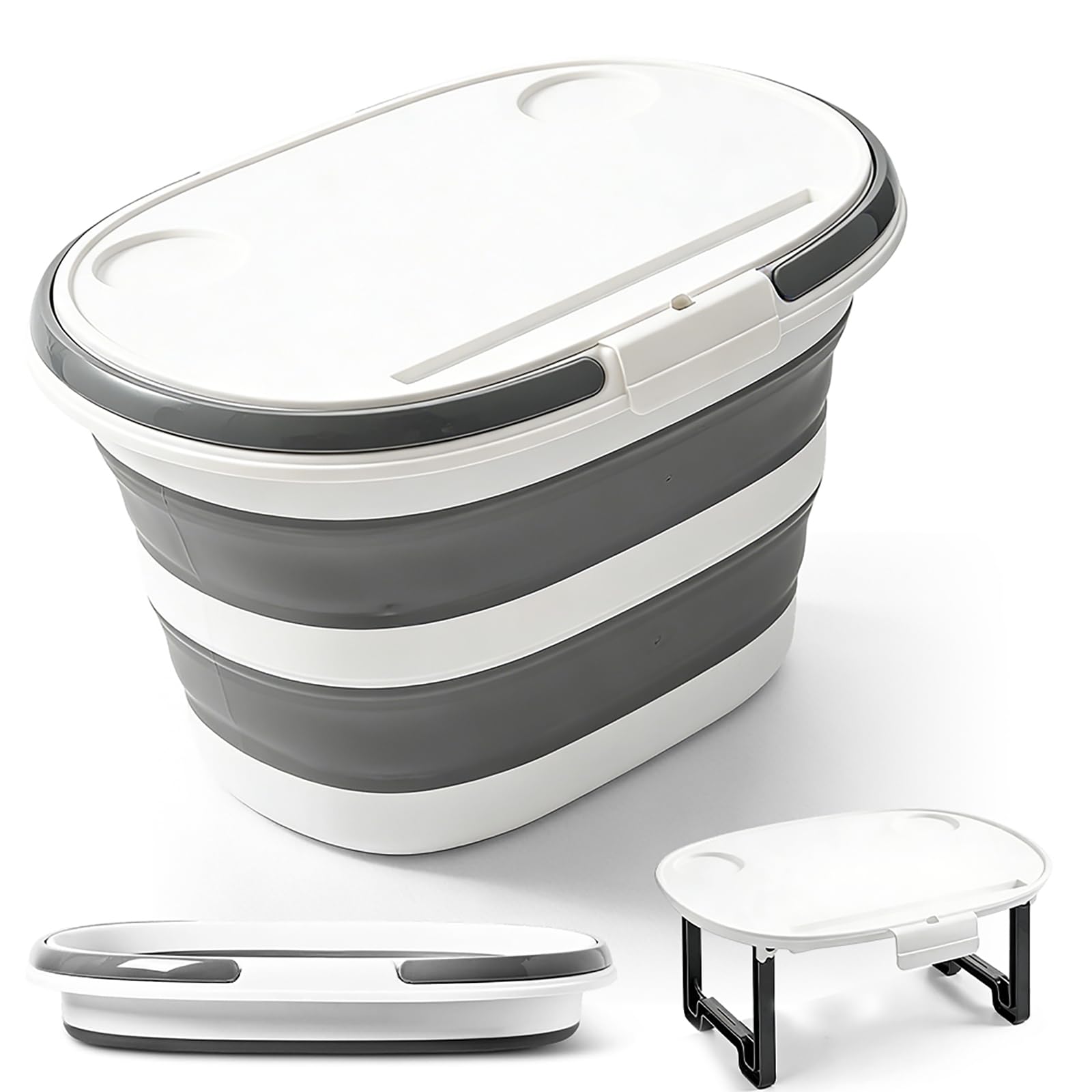Seau Pliable 16L avec Couvercle en Silicone pour Camping et Maison