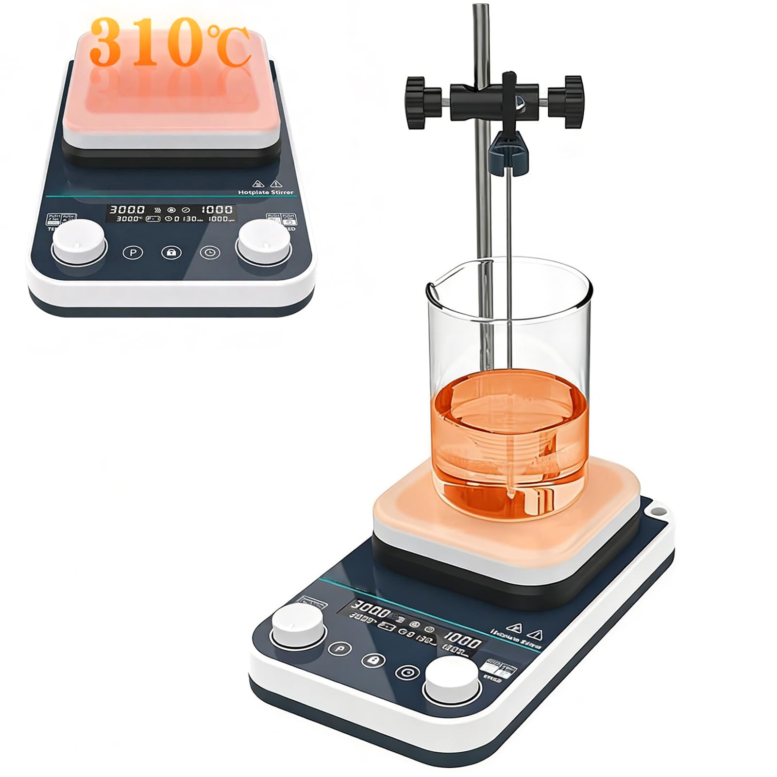Laboratoryjne mieszadło magnetyczne z płytą grzejną, mieszadło magnetyczne 2 l/5 l/10 l, wysoka temperatura 310°C, 50-1500RPM/1min-12h, z czujnikiem sondy, do mieszania cieczy i ogrzewania