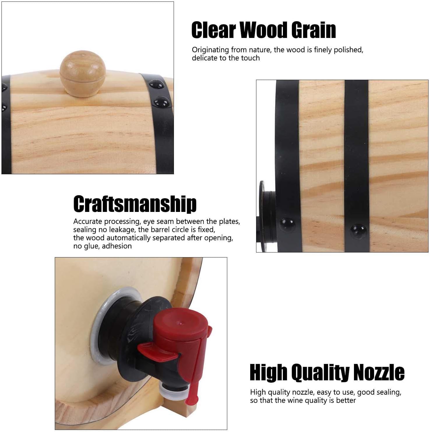 Wine Pine Barrels Self Brewed Wine Pine Aging Barrels Wooden Beer Barrels with Control Valve Used Asto Firend or Home Decoration(1 L), Wine Pine Barrels Self Brewed Wine Pine Barrels Pine A