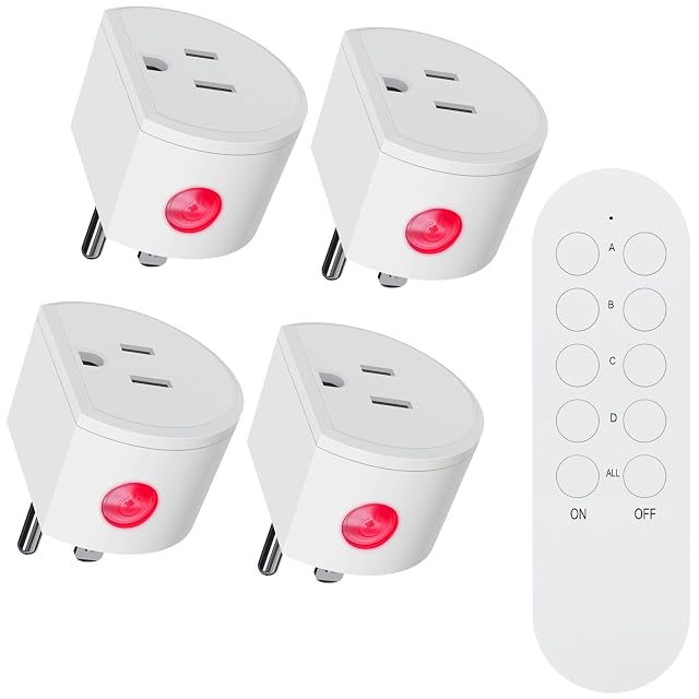 SURNICE Remote Control Outlet 10A Wireless Light Switch for Household Appliances 130 FT Range Smart Plug with Remote