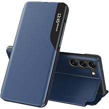 Case for Samsung Galaxy S26 Case Clear View Windows Blue | Leather,with Kickstand, Magnetic, Flip Cover,Phone Case for Women Men,Shockproof Protective