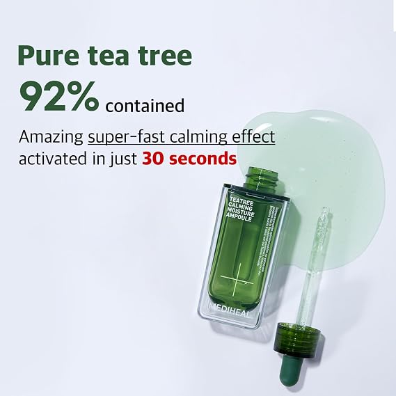 MEDIHEAL Teatree Calming Moisture Ampoule (1.7 fl oz, 1 Pack) - Quick Calming and Deep Hydrating with Teatree Leaf Water 92% for Sensitive Skin Type