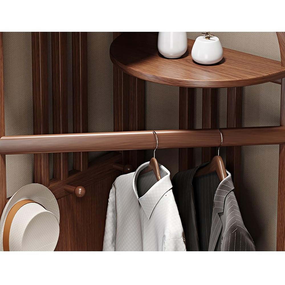 colgador de árbol Perchero esquinero de madera maciza for suelo, colgador for esquina de dormitorio, almacenamiento, nuevo estilo chino, estante for ropa sencillo for sala de estar árbol de pasillo(Be
