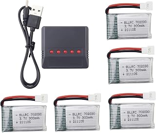 sea jump 5PCS 3.7V 300mAh Bateria de Lítio com Cargador de 5em1 para Syma S39 X11C WLToys V911S A120 XK A150 V966 FX801 UDI U816A Hubsan H107L F180W F180C HS170 HS170C HS177 Bateria de Drones