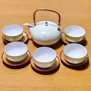 有田 焼 清秀作 花あかり 茶器セット 急須 汲み出し湯のみ5客 茶托付
