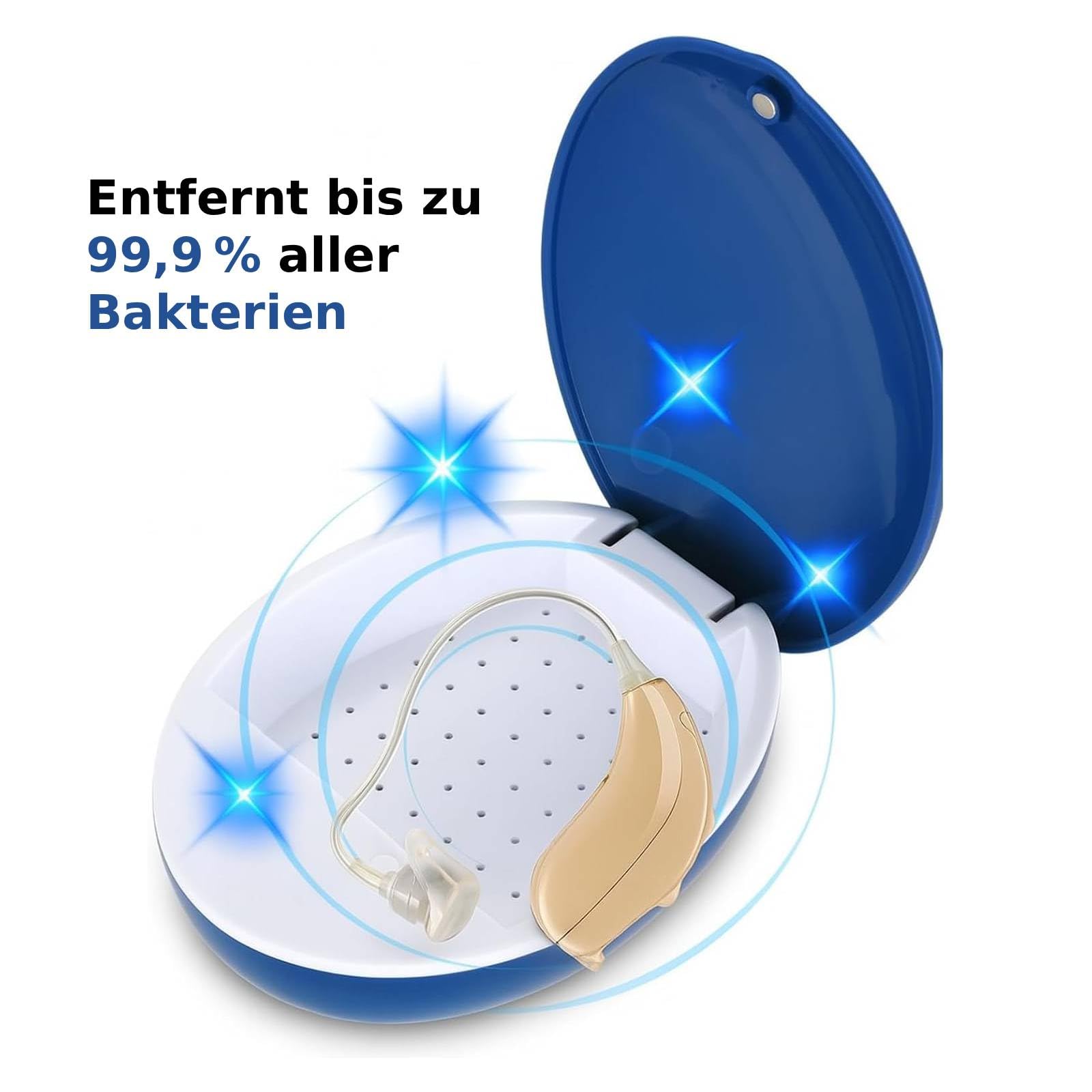 (Pro UV T36: UV-C i suszenie przez 3 – 6 godz.) Premium mini pojemnik do wycierania aparatów słuchowych, sterylizacja światłem UV – obsługa za pomocą 1 przycisku – nadaje się również jako przenośne pudełko do suszenia