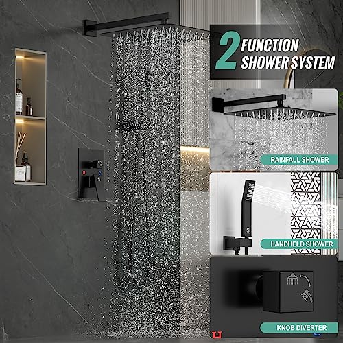 Sr Sun Rise Shower Faucet Set - 16 Inch Rainfull Shower System - All Metal Shower Head With Handheld - Matte Black #TOP5