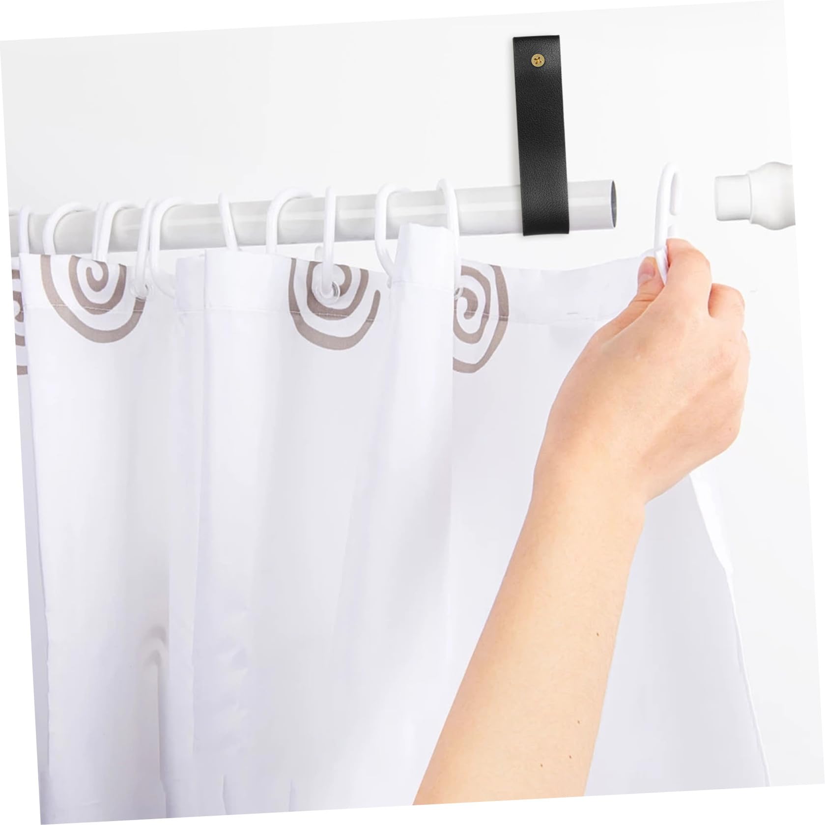 Levemolo Crochet Mural en PU pour Tringle à Rideaux, 4 pièces, Support Mural Simple et délicat, Gain de Place, pour Salle de Bain et Chambre, Noir, 4.72 x 0.98 x 0.79 po