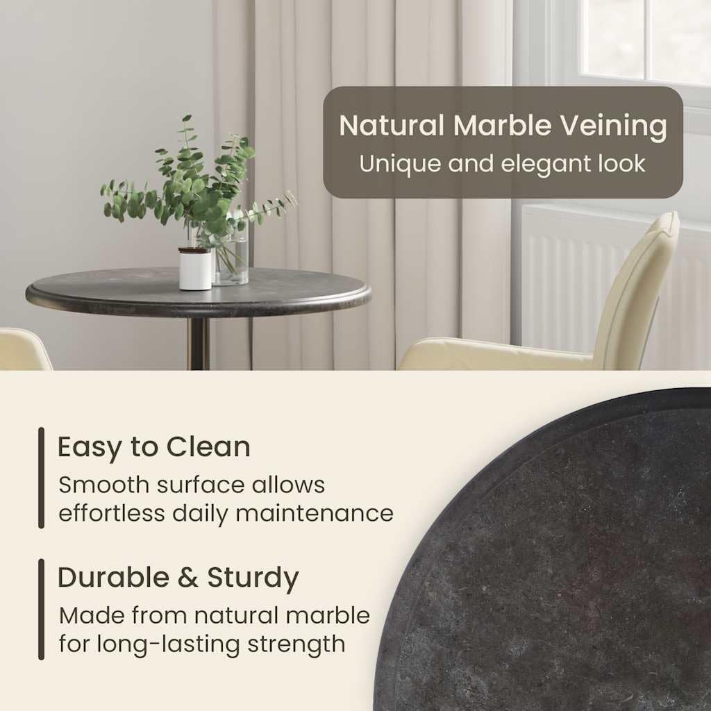 vidaXL Table Top, Dining Table Top, Table Top Replacement for Home Office Standing Desk Frame, Coffee Table Top, Black Ø23.6"x1" Marble