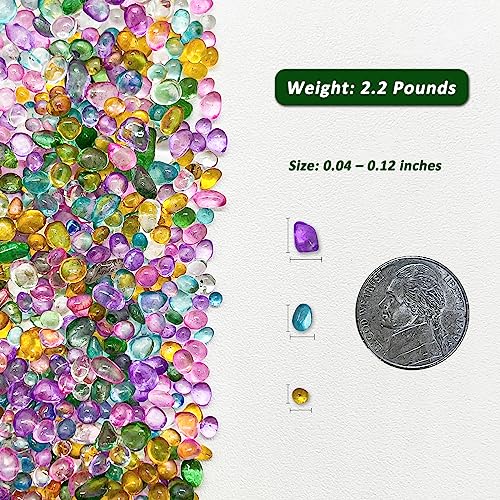 BXI 2.2 Lbs Small Aquarium Substrate Gravel Sand, Polished Smooth Fish Tank Gravel, Colorfast Uncoated Vibrant Blue Sea Glass, Decorative Stones for Vase Fillers, Fairy Garden, Potted Plants