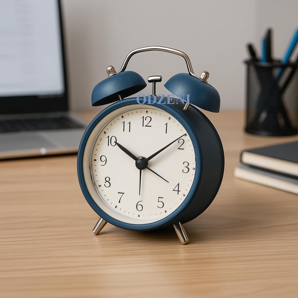 Classic Twin Bell Analog Alarm Clock – Retro Metal Table Clock with Night Light & Loud Ringer – Ideal for Bedroom, Office, or Study (Blue)-picture-53