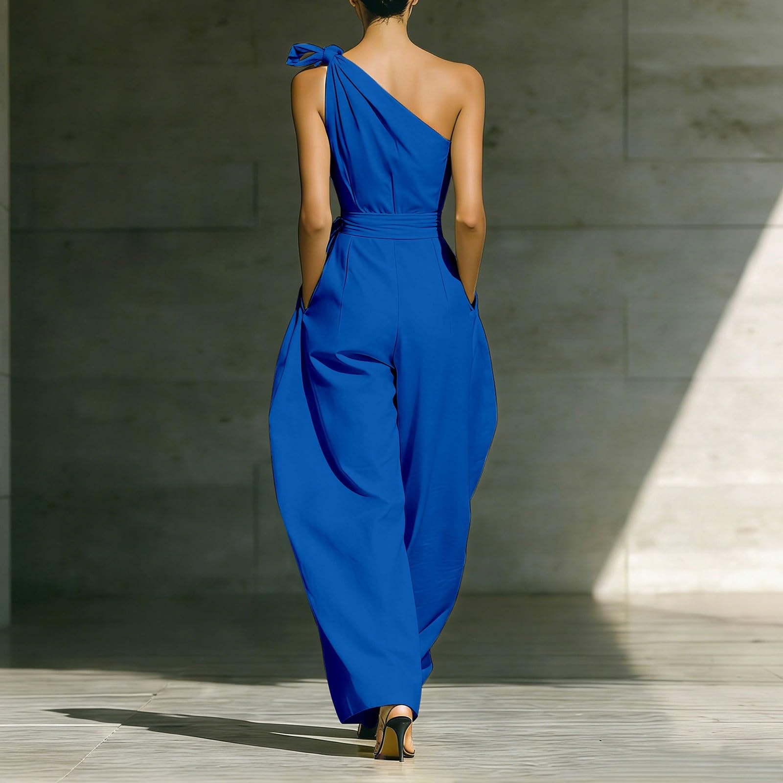 Mono Mujer Elegante Sin Mangas Mono Cintura Alta Traje Pantalones Con