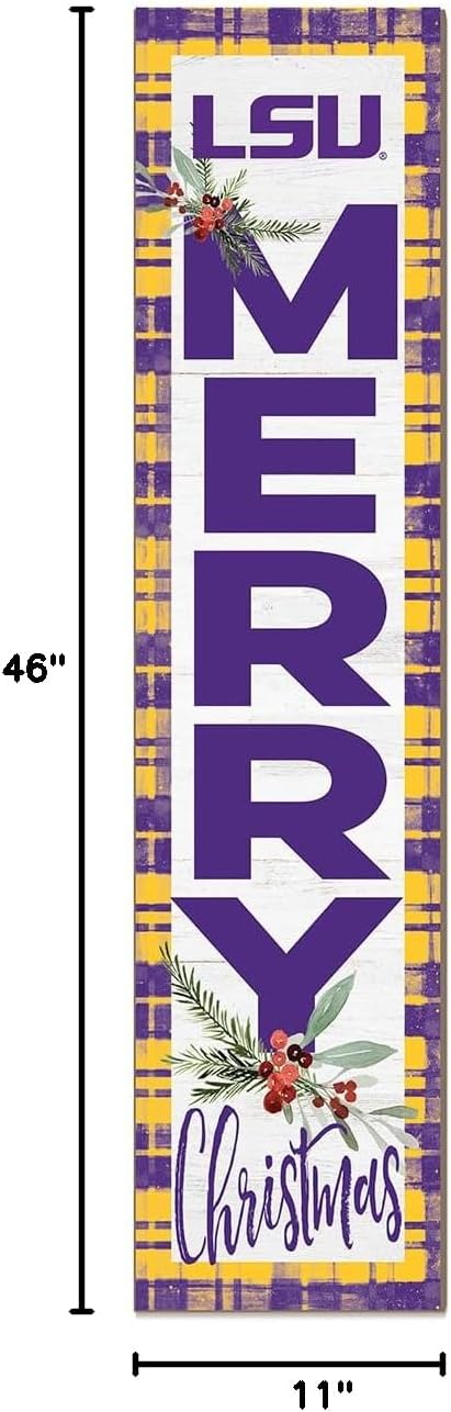 KH Sports Fan LSU Tigers Holiday Porch Leaner, 11x46 Inches, Tigers Outdoor Christmas Sign; Display Some Holiday Cheer with This LSU Fighting Tigers Christmas Sign