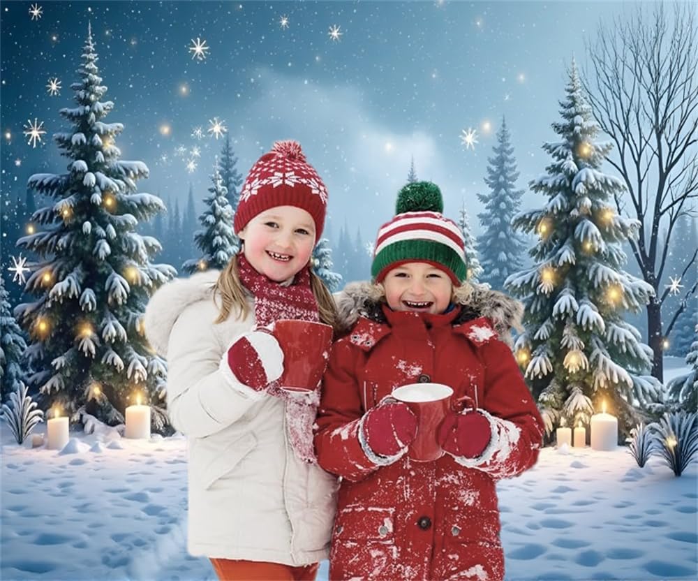 10x10ft Winter Wonderland Backdrop Snowy Forest Snowflake Christmas Winter Backdrops for Photography Christmas Photo Props for Photoshoot Happy Holiday New Years Xmas Party Decorations