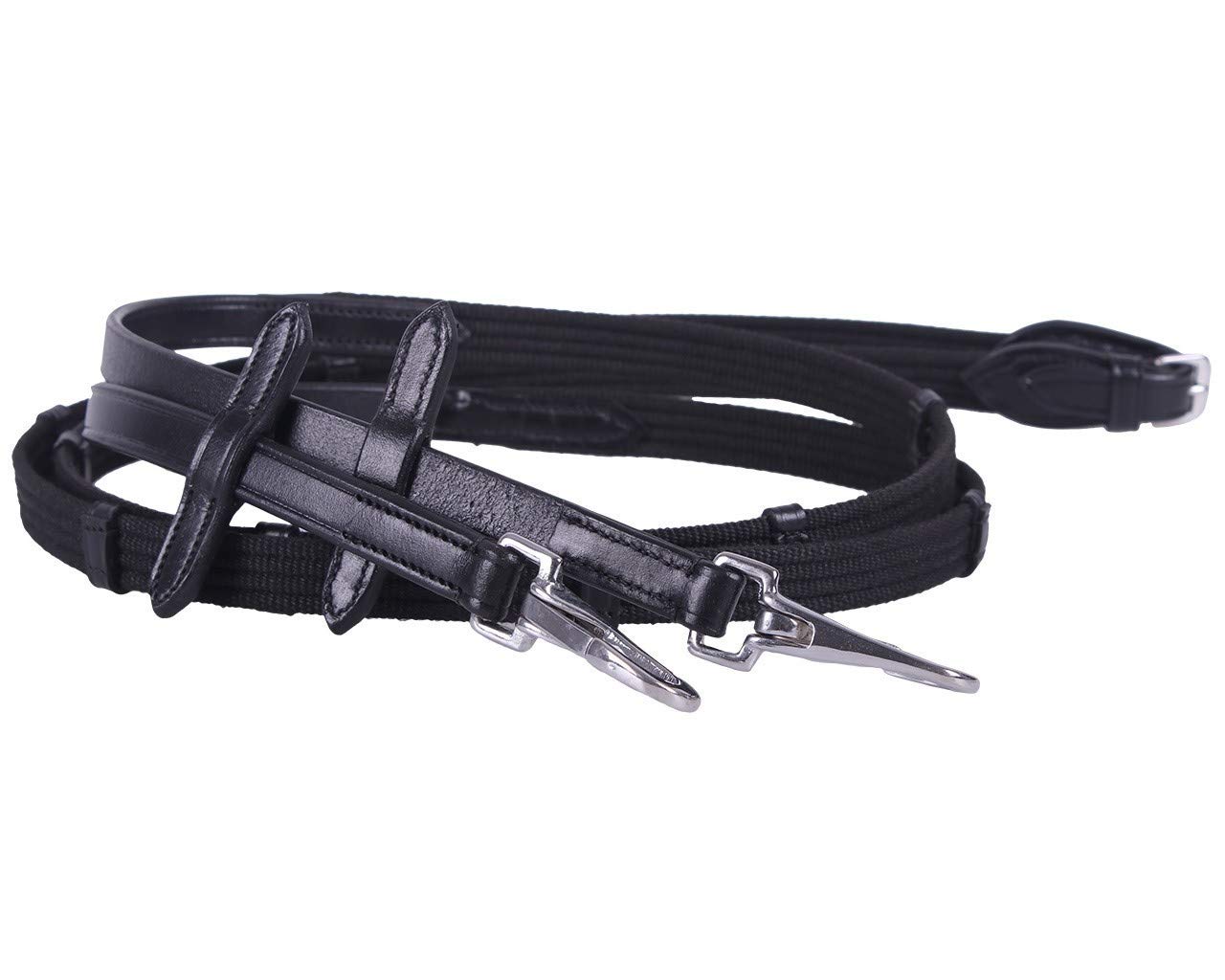 QHP Bridon équitation sans Mors Sunna - Noir - Cuir - Taille Demi-sang - Ludique - Équestrian - Doublement Réglable - Morsless Bridle - Bride