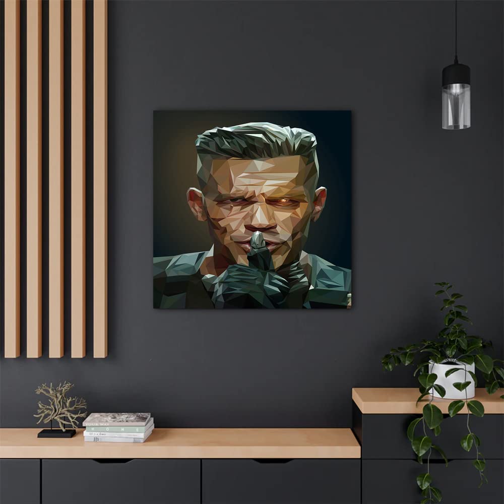 VERRE ART Printed Framed Canvas Painting for Home Decor Office Wall Studio Wall Living Room Decoration (14x14inch Wrapped) - josh brolin deadpool 2 Lowpoly