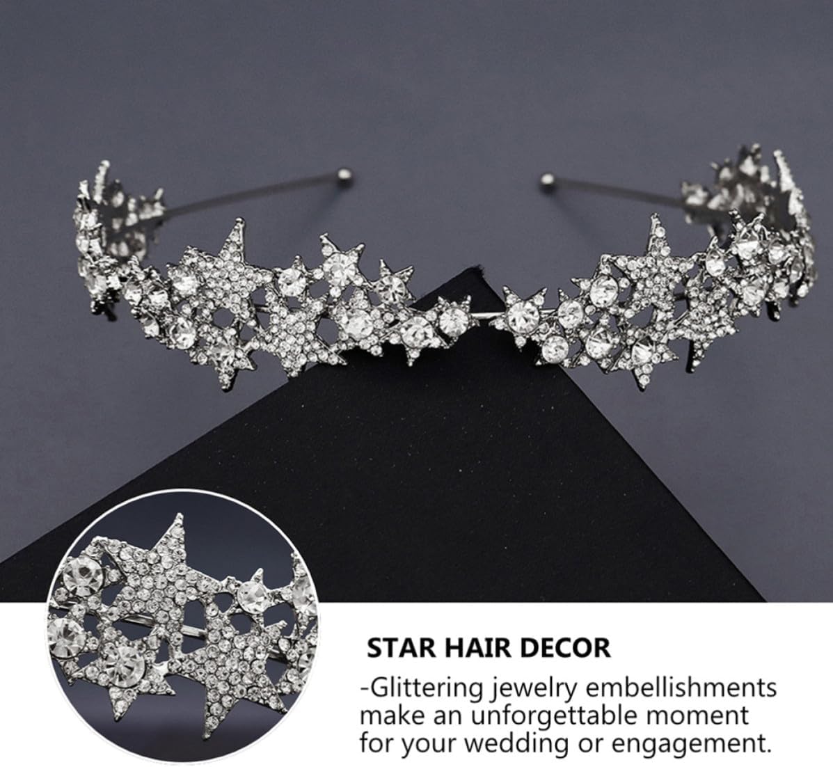 VICASKY Silver Star Rhinestone Alloy Circlet for Women Bridal Photoshoots