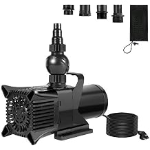 Submersible Water Pump with 3 Nozzles 2100r/Min 20 FT Max Lift Cyclone Pond & Fountain Pumps for Waterfall Hydroponics306W 4000GPH 6.4M