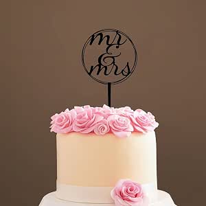 Mr And Mrs Acrylic Cake Topper - Mirror Silver Wedding, Engagement, Anniversary Cake Decor