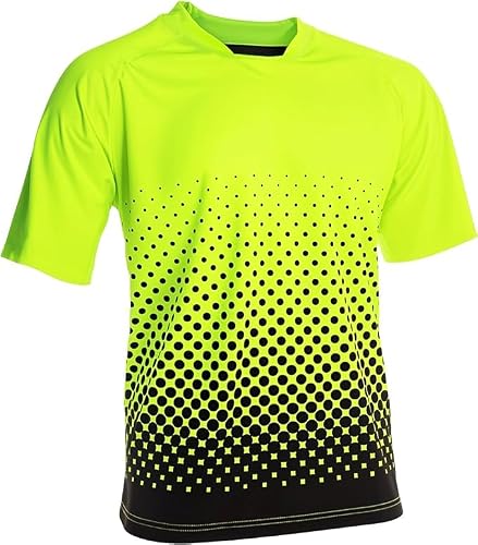Ventura Short Sleeve Goalkeeper Goalie Jersey - Moisture-Wicking, Lightweight, and Sublimated Design for Soccer Keepers both Youth and Adults | Neon Green/Black, Size Youth Medium