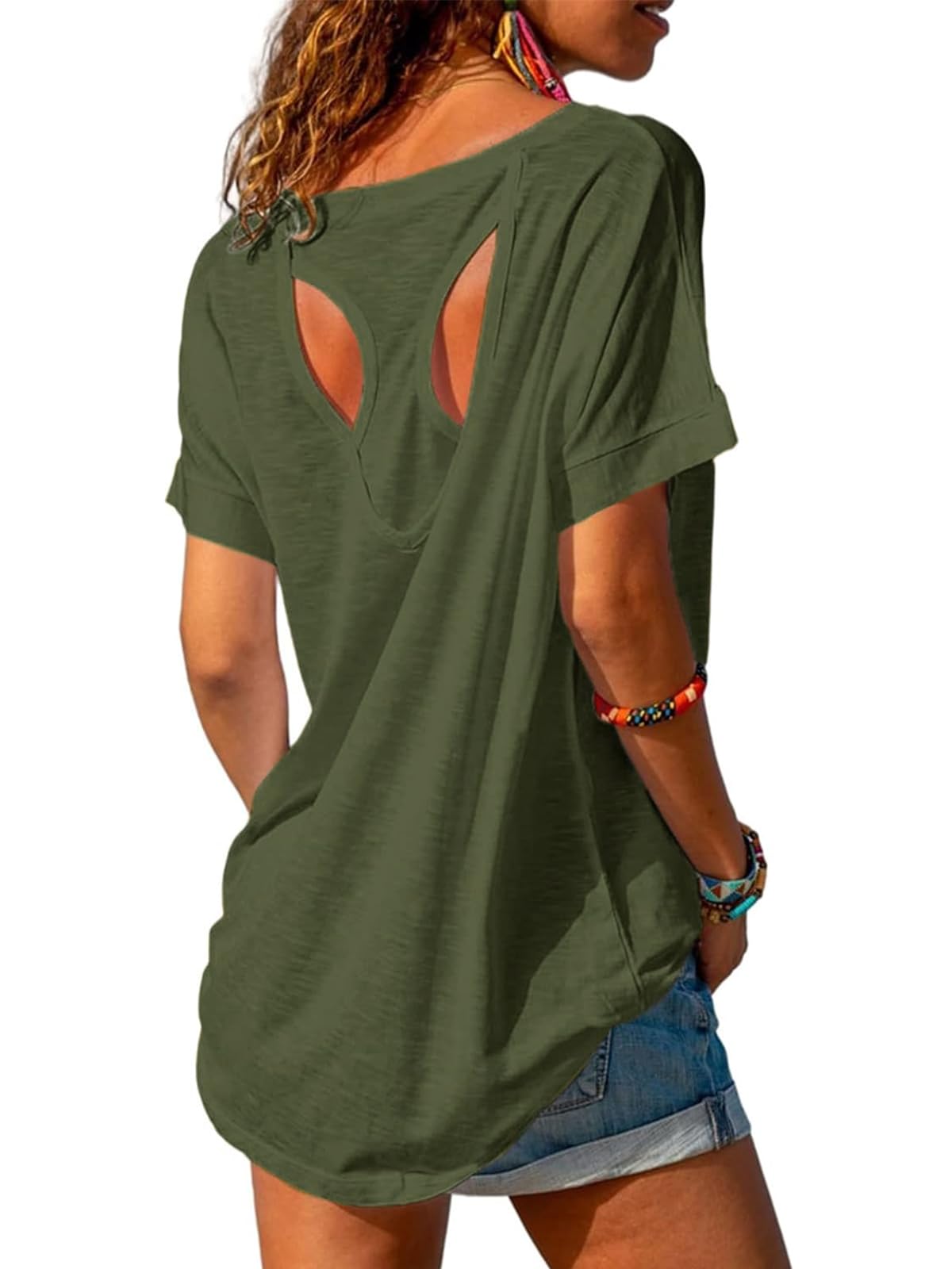 Fisoew Sportshirt Damen Fitness Kurzarm Yoga T-Shirt Leicht Gym Sport Oberteile Locker