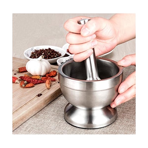 Bekith-Mortar-and-Pestle-Sets-188-Brushed-Stainless-Steel-Spice-Grinder-Pill-Crusher-Molcajete-Herb-Bowl Bekith-Mortar-and-Pestle-Sets-188-Brushed-Stainless-Steel-Spice-Grinder-Pill-Crusher-Molcajete-Herb-Bowl