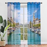 Tende Voile Trasparenti Hiseng 2pz - Design Con Nuvole E Stelle, 140x280cm, Per Interni E Balconi - Foto 11