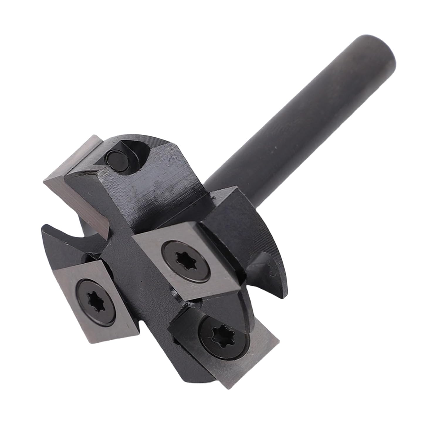 AUNMAS Slab Flattening Router Bit, 4 Flutes 1.5in Cutting Diameter 5.16in Round Shank, with Double Sided Interchangeable Blades, for CNC Spoilboard Surfacing Woodworking Hardwood