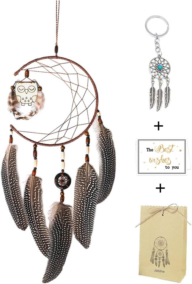 FIGEN Dream Catcher Handmade Traditional Feather Wall Hanging Home Decoration Decor Ornament Craft (A)