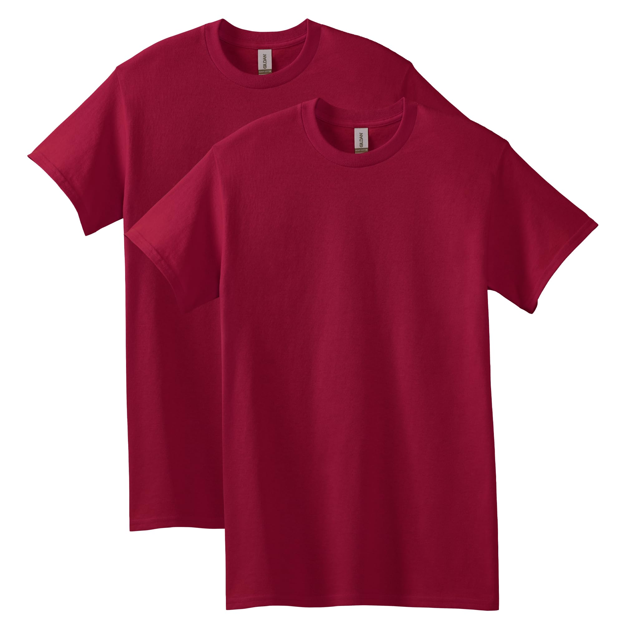 Gildan Men's Cardinal Red (2-Pack) Heavy Cotton Adult T-Shirt, 2-Pack Shirt, Cardinal Red, L Uk