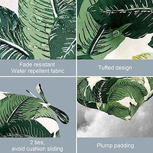 Lvtxiii Outdoor Seat Cushions Seasonal Tufted Chair Cushions, Patio Chair Pads For Dining Chairs, Office Armchairs And Garden Furniture Decoration (Round Back, 19”X19”X5”, Swaying Palms Green, 2 Pack) #TOP2