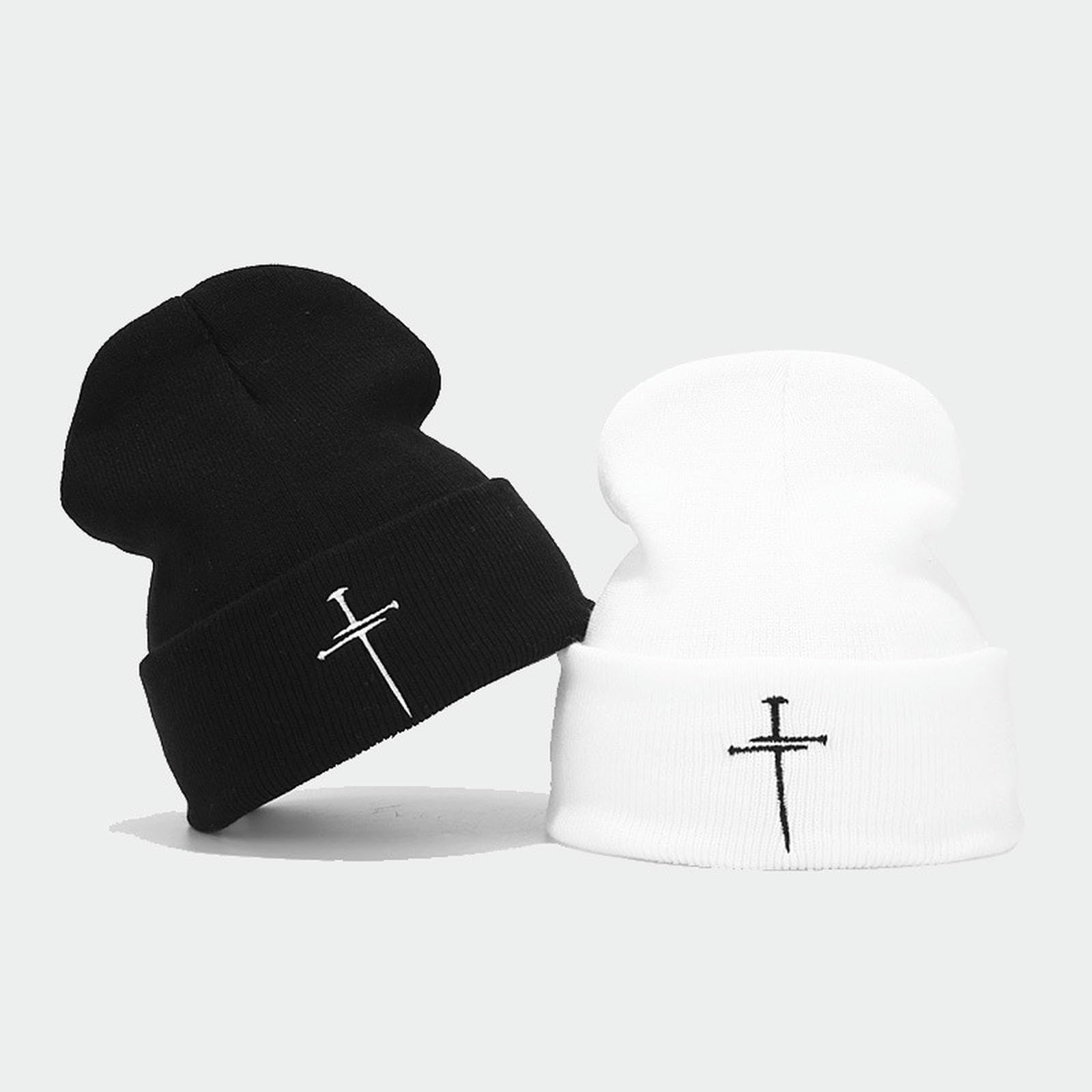 Czapki z dzianiny literacki retro trend haft włosie czapka mężczyźni i kobiety niszowa osobowość czapka-czarny-m (56-58cm)