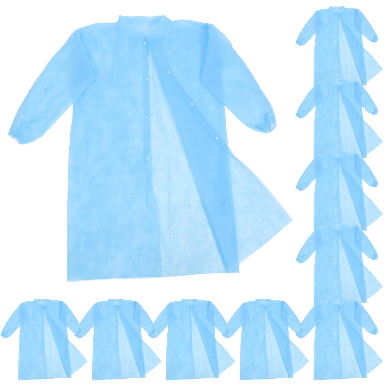 10pcs Dustproof Clothing Lab Coat Bulk Cleaning Suit Protective White Lab Coats for Women Shirt Sleeve Lab Coat Operating Room Costume Blue Non-Woven Fabric