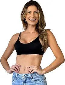 Eatifa Top Academia Fitness, Alça Fina, Costas Nuas, Lycra Brilho, Bojo Removível, Poliamida