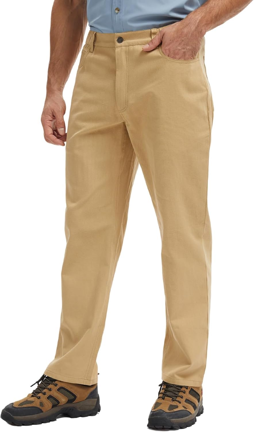 Men's Work Pants Stretch & Sturdy Relaxed Fit Canvas 5-Pocket for Construction