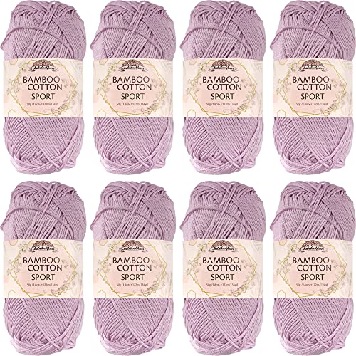 JubileeYarn Bamboo Cotton Sport Yarn - 50g/Skein - Lilacs - 8 Balls