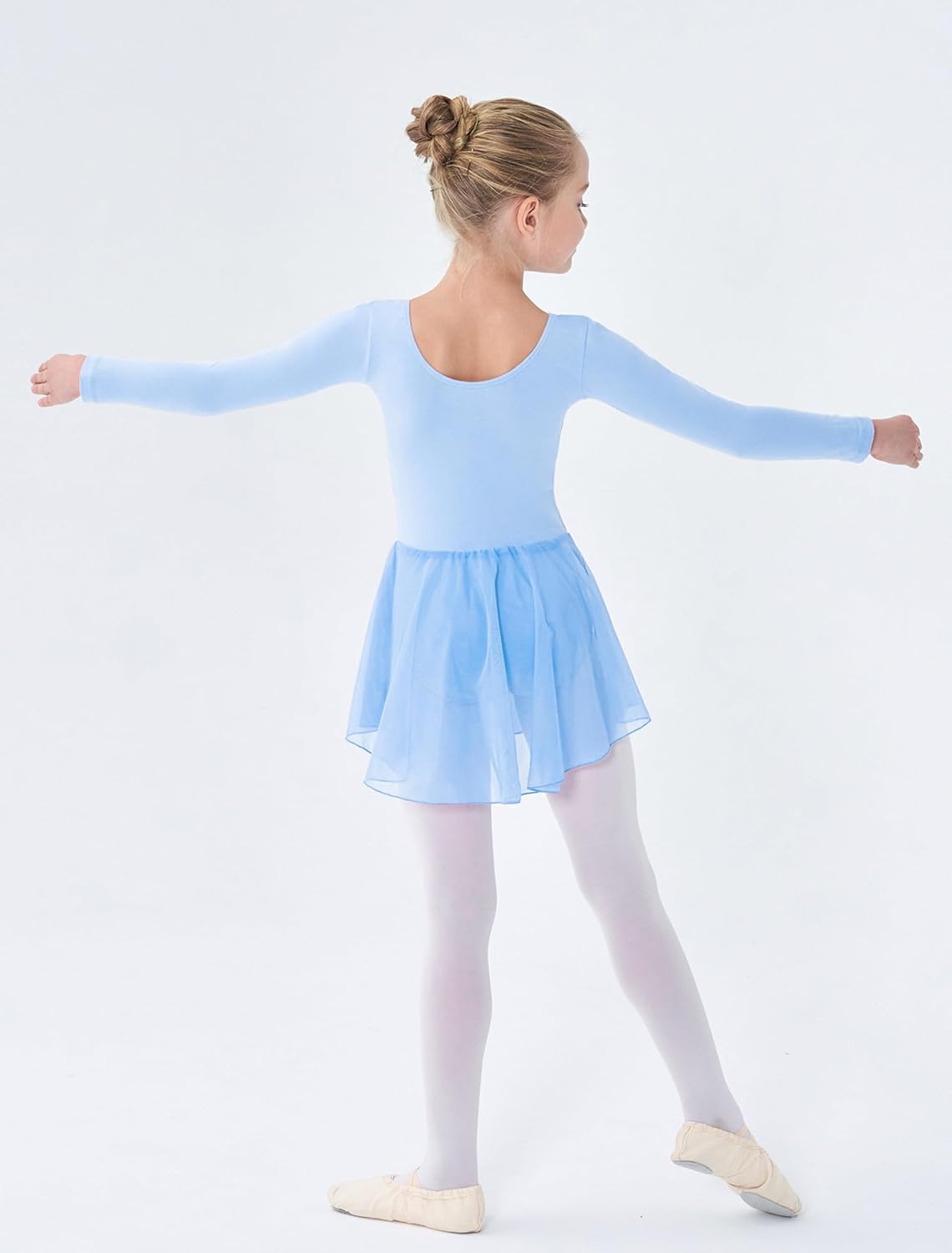 Girls Long Sleeve Ballet Leotards Skirt Toddler Dance Gymnastics Kids Team Basic Ballet Dresse - Image 3